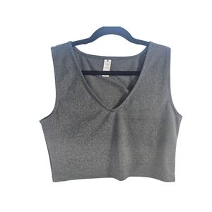 YOGALICIOUS Pure Cloud Lola Muscle Tank Gray Size L V-Neck Sleeveless Cropped
